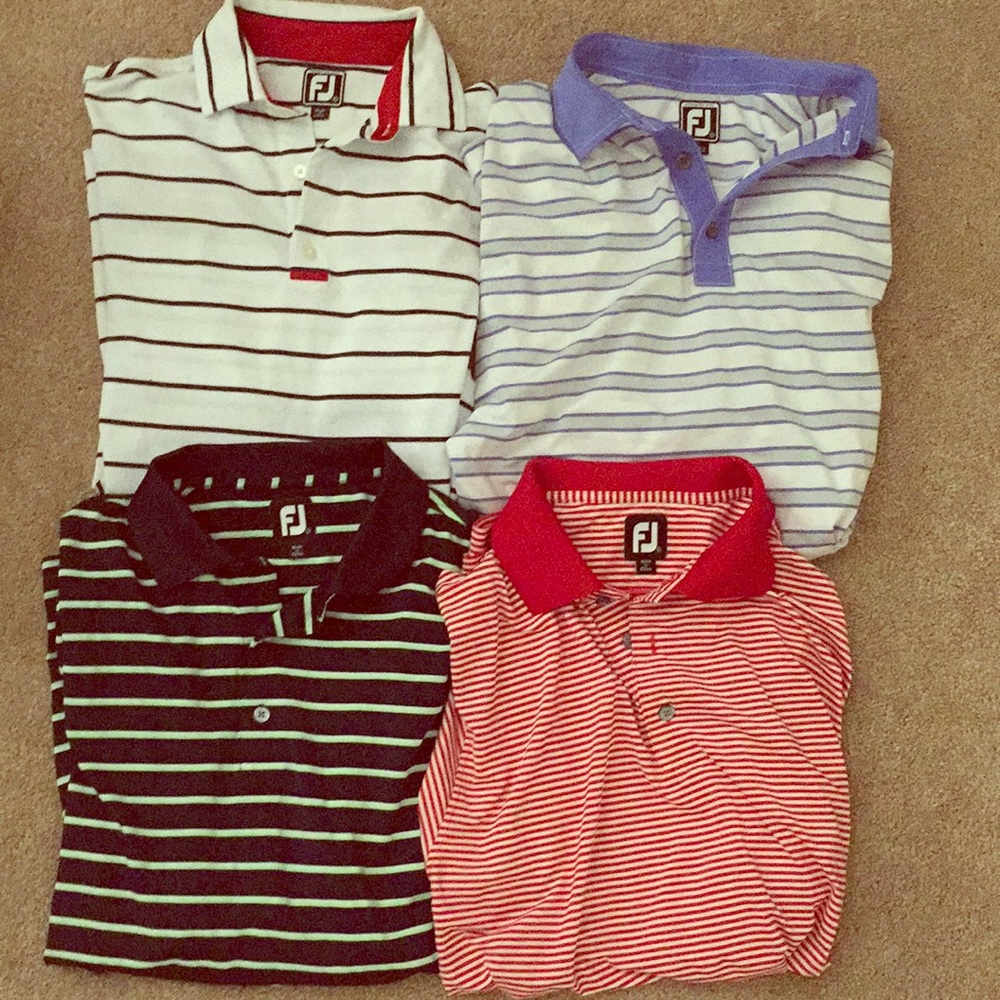 4 footjoy golf shirts size large.